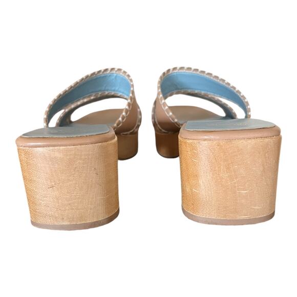 FRANCES VALENTINE Leather Sandals Clogs Wooden Soles Platform Slides Italy 9 EUC - Picture 7 of 13